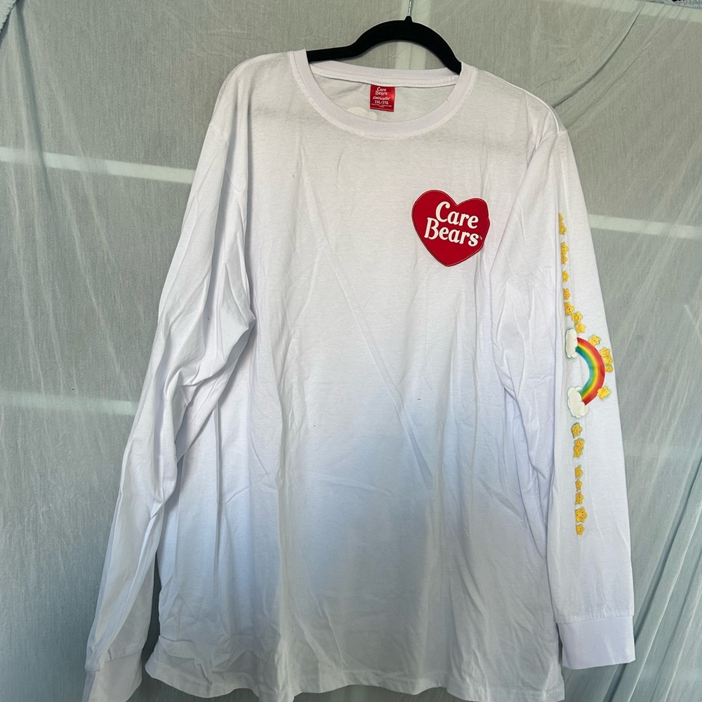 Care Bears White Long Sleeve Tee with Rainbow Detail